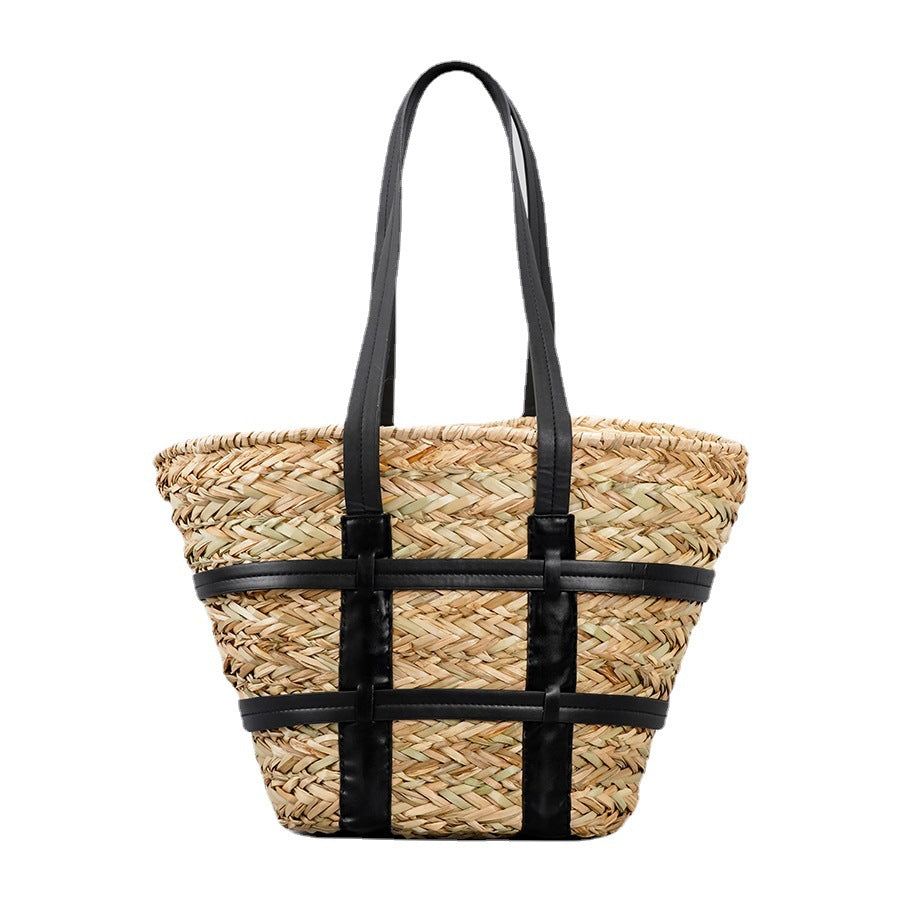 Bolsa de palha trançada com alças contrastantes — Bene Donna — imagem 06