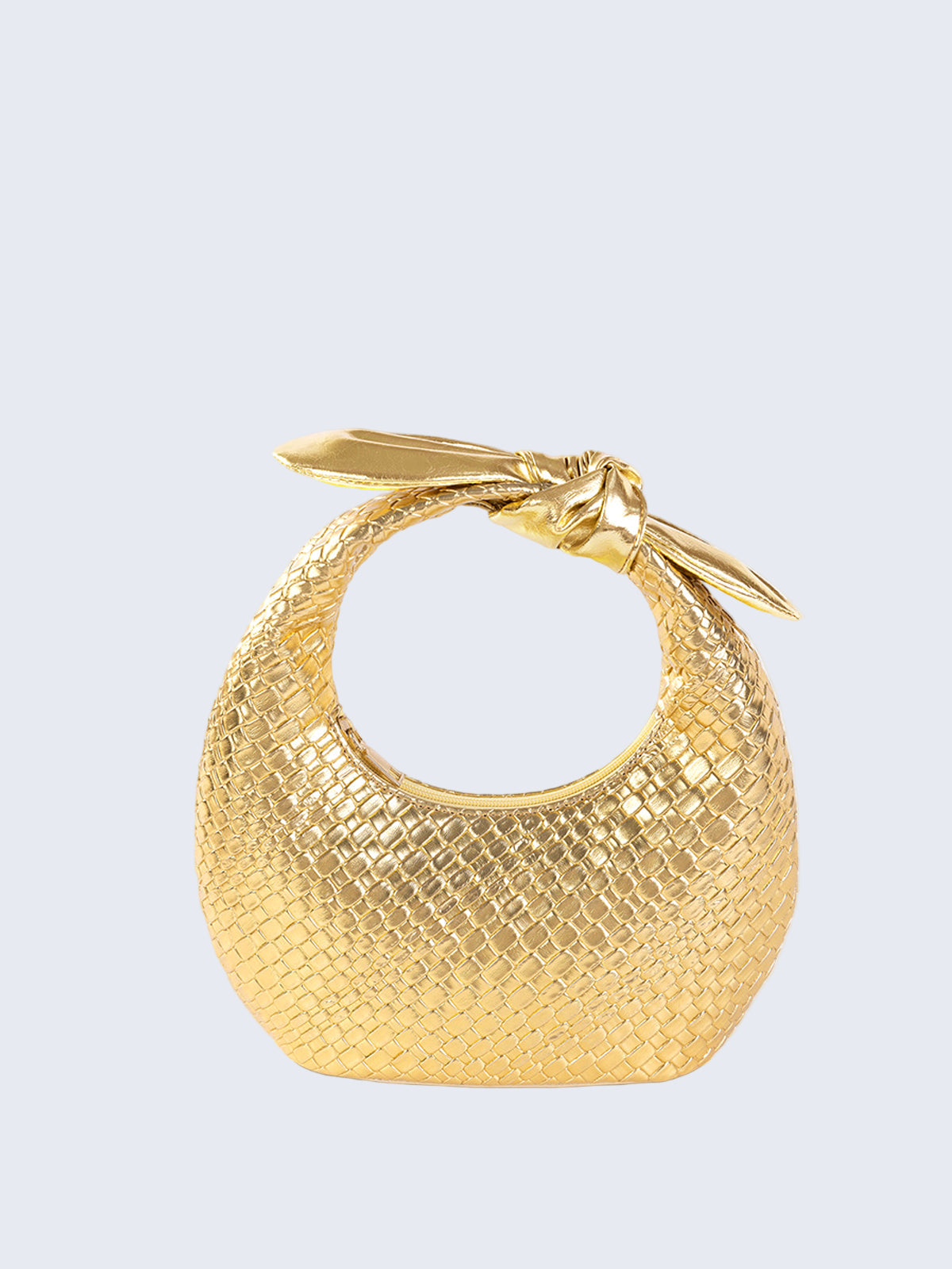 Bolsa dourada texturizada com alça de nó — Bene Donna — imagem 01
