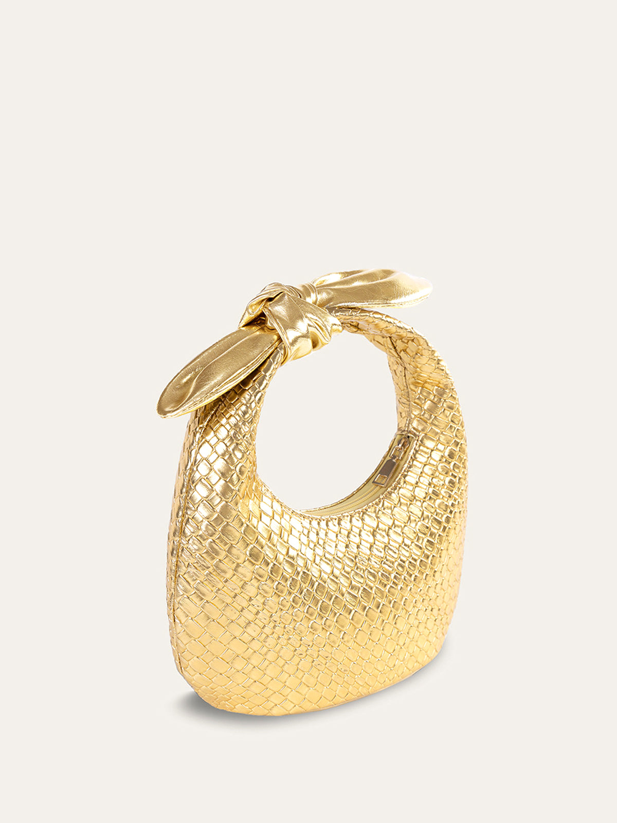 Bolsa dourada texturizada com alça de nó — Bene Donna — imagem 02