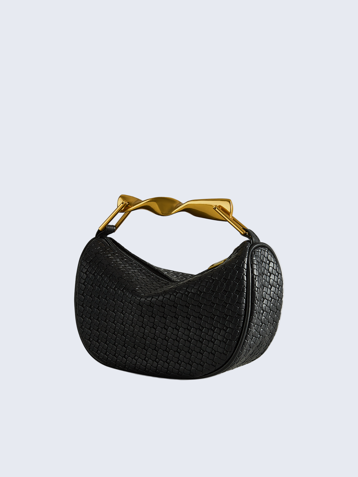 Bolsa meia-lua texturizada com alça dourada torcida — Bene Donna — imagem 03