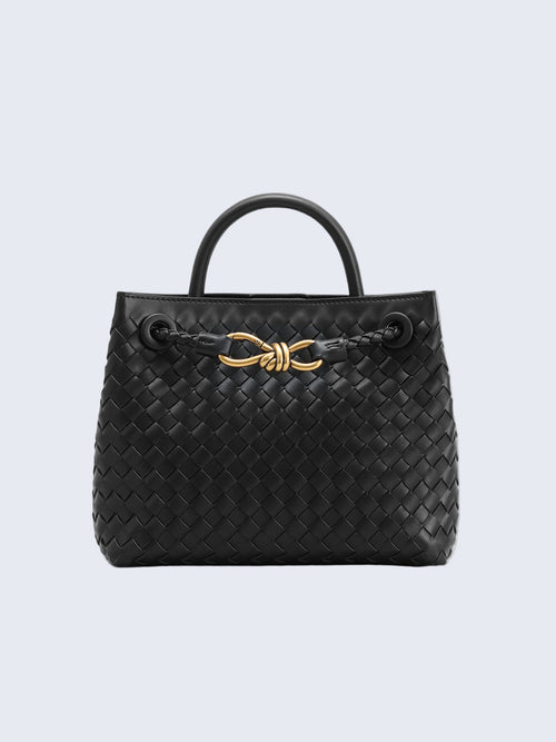 Bolsa tramada de couro sintético com detalhe dourado — Bene Donna — imagem 01