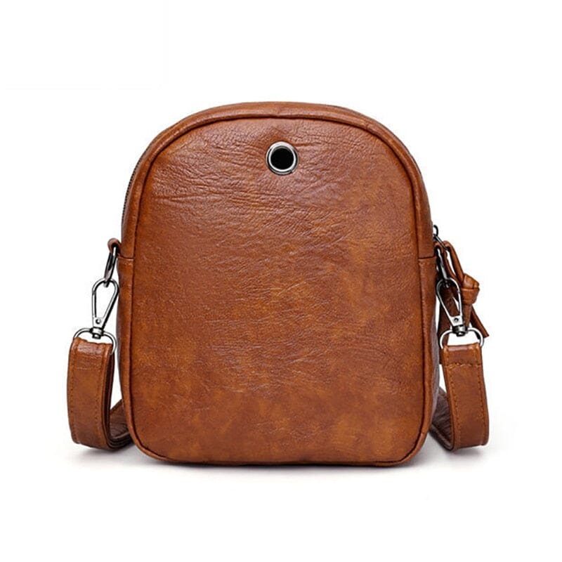Bolsa transversal de couro legítimo com bolsos frontais — Bene Donna — imagem 03