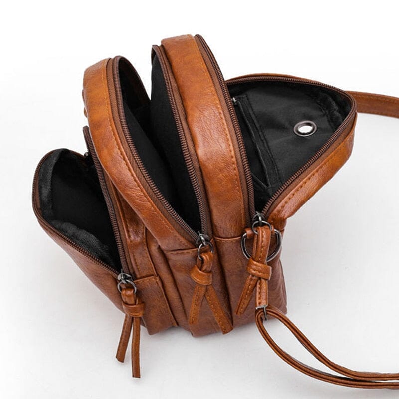 Bolsa transversal de couro legítimo com bolsos frontais — Bene Donna — imagem 04