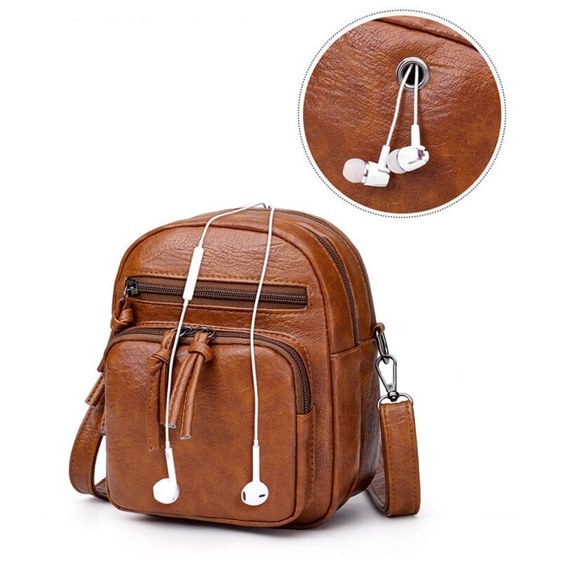 Bolsa transversal de couro legítimo com bolsos frontais — Bene Donna — imagem 05