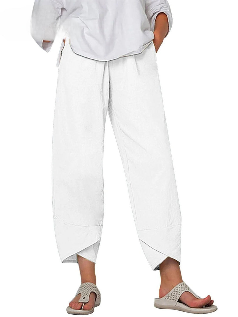 Calça ampla com barra assimétrica e caimento leve — Bene Donna — imagem 03