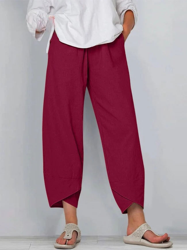 Calça ampla com barra assimétrica e caimento leve — Bene Donna — imagem 05