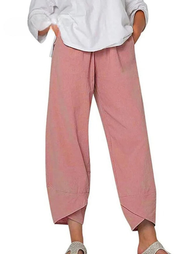 Calça ampla com barra assimétrica e caimento leve — Bene Donna — imagem 06