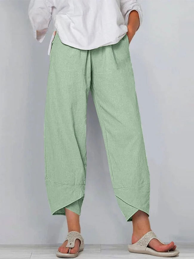 Calça ampla com barra assimétrica e caimento leve — Bene Donna — imagem 12