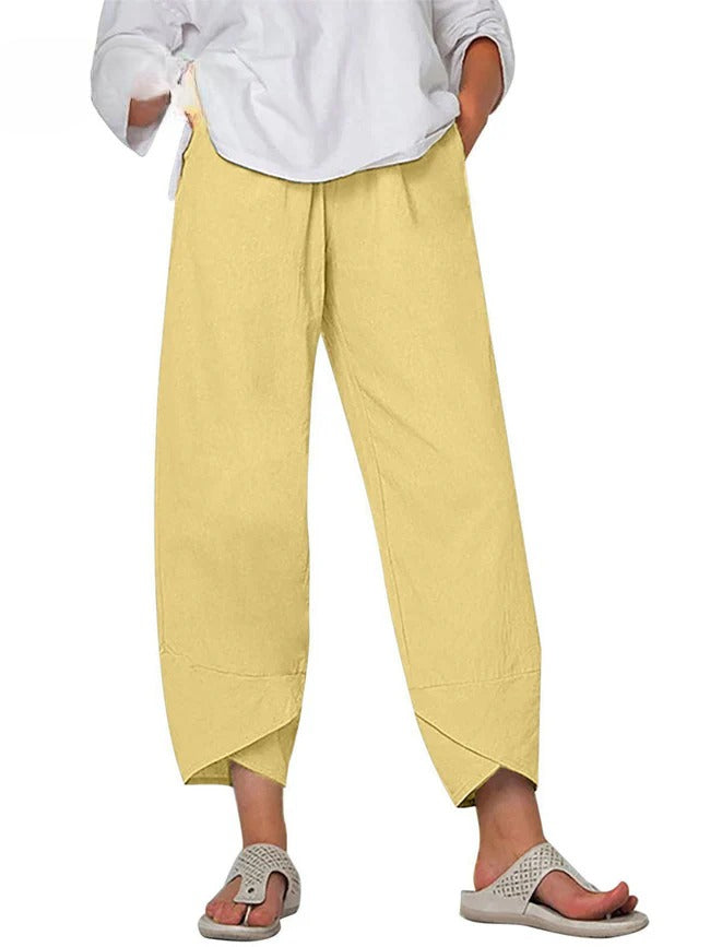 Calça ampla com barra assimétrica e caimento leve — Bene Donna — imagem 13