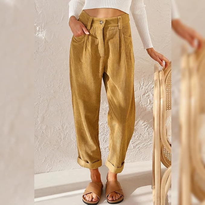 Calça de cintura alta com textura canelada — Bene Donna — imagem 02