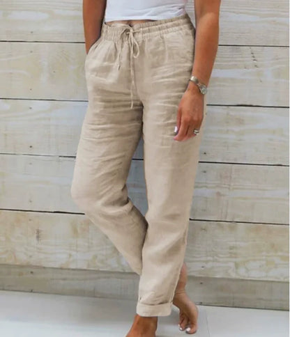 Calça de cintura com cordão e caimento solto — Bene Donna — imagem 02