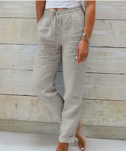 Calça de cintura com cordão e caimento solto — Bene Donna — imagem 03