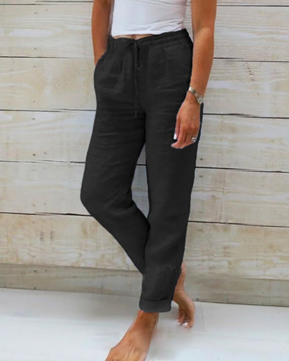 Calça de cintura com cordão e caimento solto — Bene Donna — imagem 04