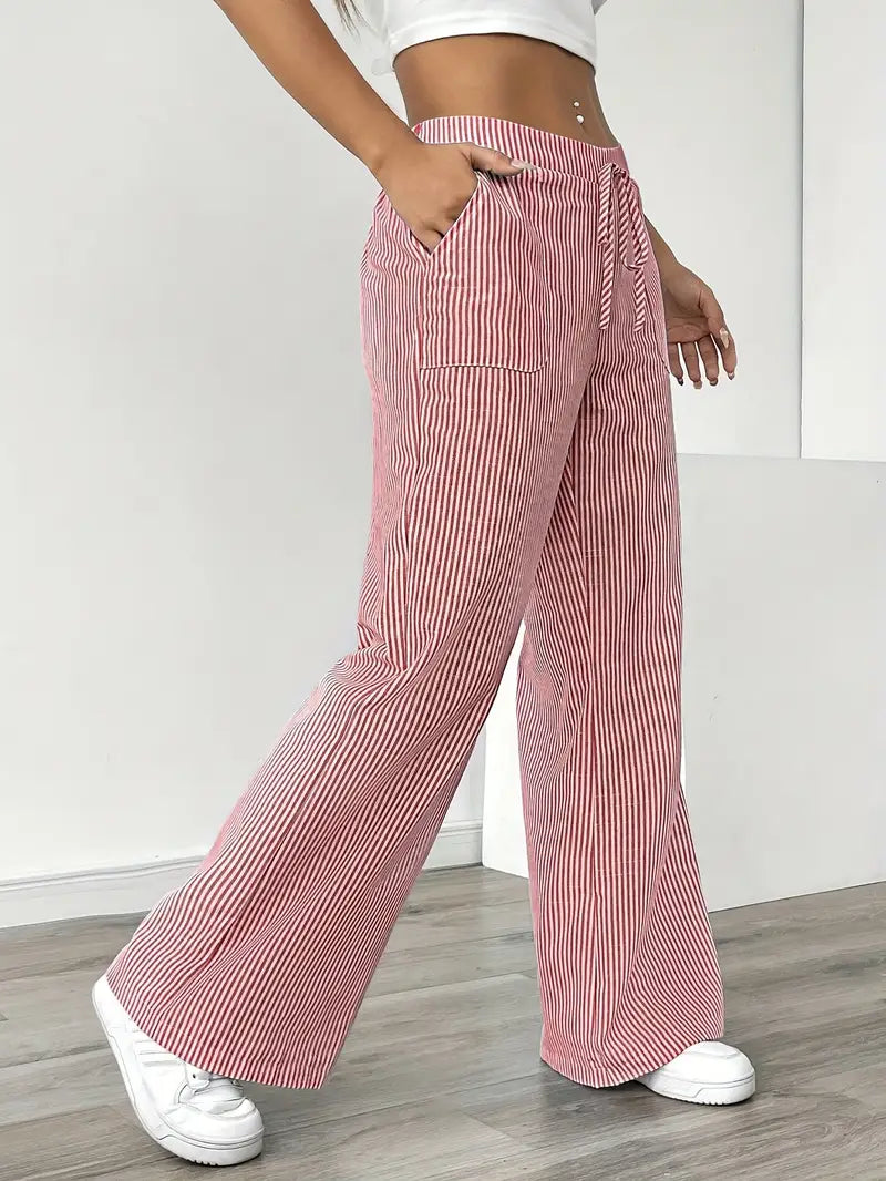 Calça de listras verticais com cintura alta e pernas amplas — Bene Donna — imagem 11