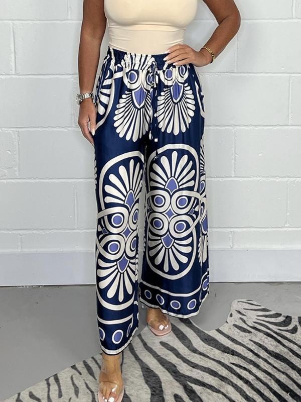 Calça estampada de pernas amplas com cintura elástica — Bene Donna — imagem 04