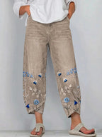 Calça feminina cropped com bordado floral na barra — Bene Donna — imagem 01
