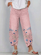 Calça feminina cropped com bordado floral na barra — Bene Donna — imagem 02