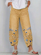 Calça feminina cropped com bordado floral na barra — Bene Donna — imagem 03