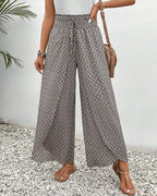 Calça pantalona de cintura alta com estampa geométrica — Bene Donna — imagem 01
