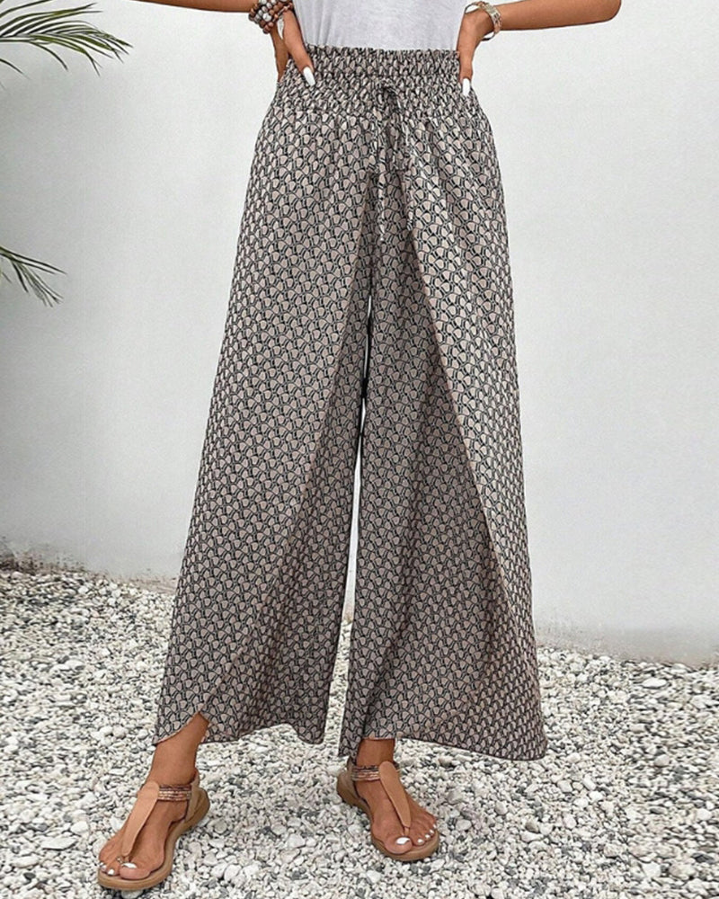Calça pantalona de cintura alta com estampa geométrica — Bene Donna — imagem 03