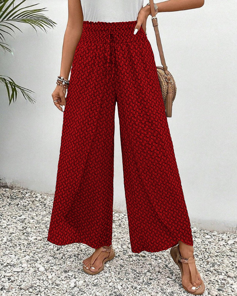Calça pantalona de cintura alta com estampa geométrica — Bene Donna — imagem 05