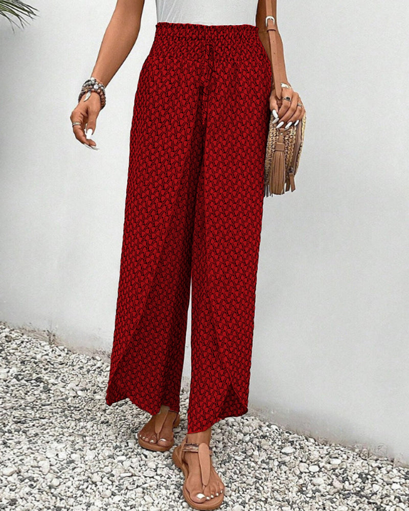 Calça pantalona de cintura alta com estampa geométrica — Bene Donna — imagem 06
