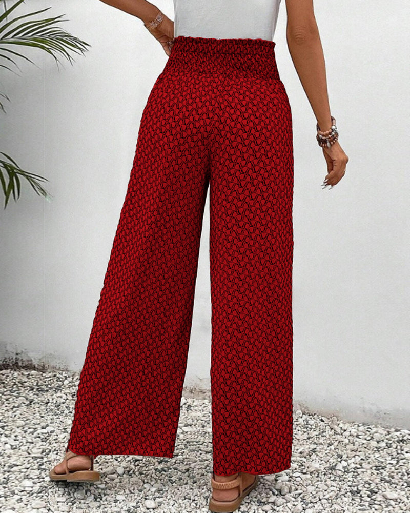 Calça pantalona de cintura alta com estampa geométrica — Bene Donna — imagem 08