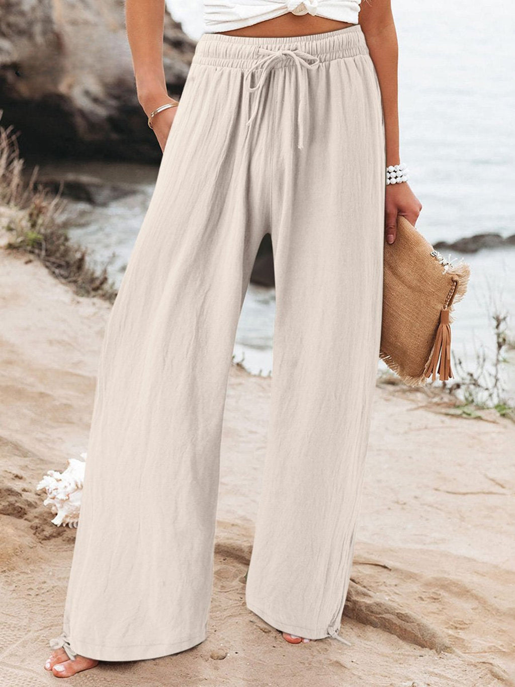 Calça pantalona leve com cós elástico — Bene Donna — imagem 01