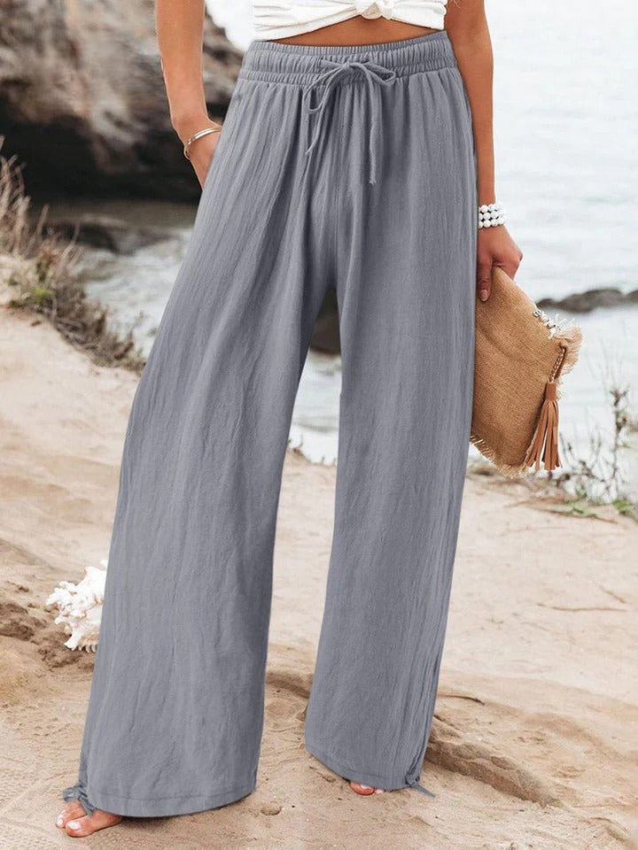 Calça pantalona leve com cós elástico — Bene Donna — imagem 04