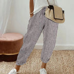 Calça reta de cintura com cordão e bolsos laterais — Bene Donna — imagem 06