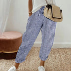 Calça reta de cintura com cordão e bolsos laterais — Bene Donna — imagem 08