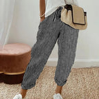 Calça reta de cintura com cordão e bolsos laterais — Bene Donna — imagem 09