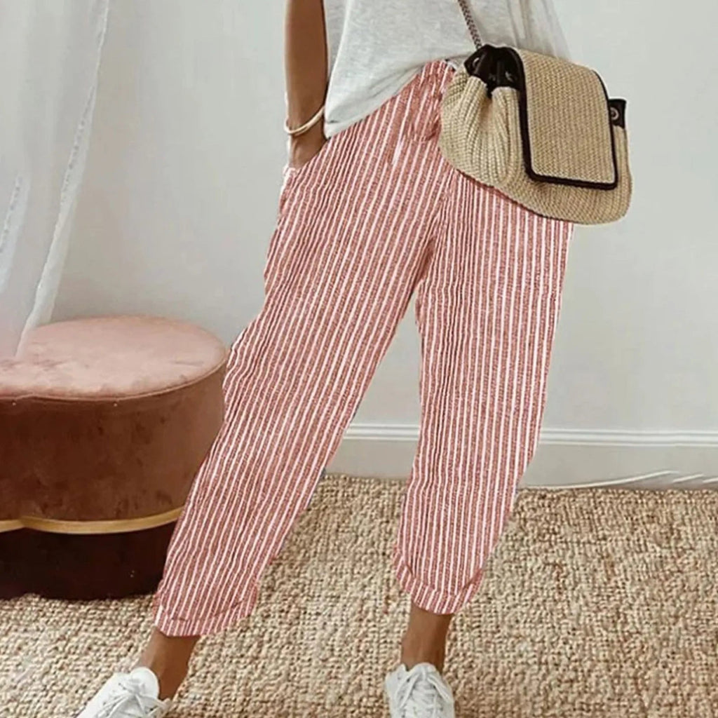 Calça reta de cintura com cordão e bolsos laterais — Bene Donna — imagem 10