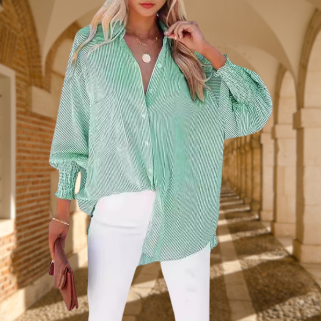 Camisa de mistura de algodão com modelagem solta — Bene Donna — imagem 07