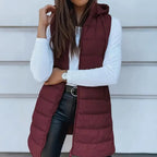 Colete Longo Feminino Puffer Matelassado com Capuz — BeneDonna