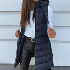 Colete Longo Feminino Puffer Matelassado com Capuz — BeneDonna