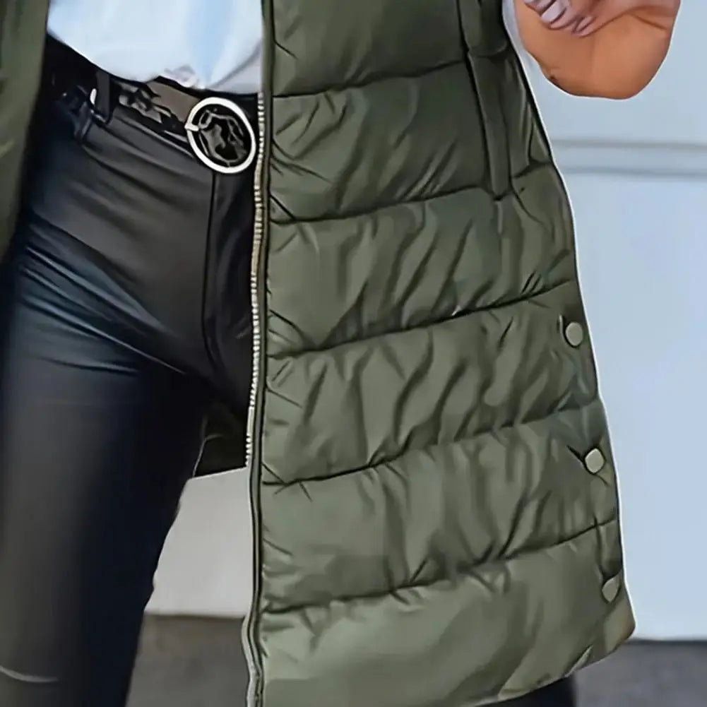 Colete Longo Feminino Puffer Matelassado com Capuz — BeneDonna