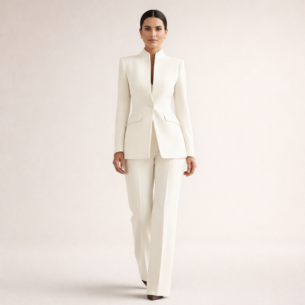 Conjunto de blazer sem gola e calça reta — Bene Donna — imagem 02