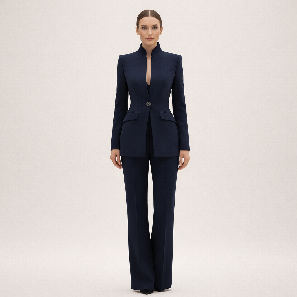 Conjunto de blazer sem gola e calça reta — Bene Donna — imagem 03