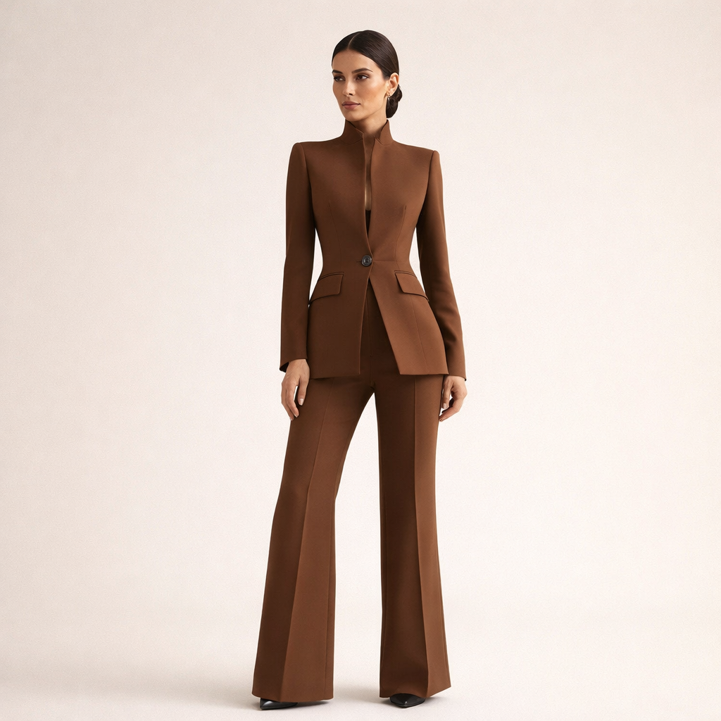 Conjunto de blazer sem gola e calça reta — Bene Donna — imagem 04