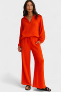 Conjunto de blusa de mangas longas com decote V e pantalona — Bene Donna — imagem 01
