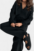Conjunto de blusa de mangas longas com decote V e pantalona — Bene Donna — imagem 10