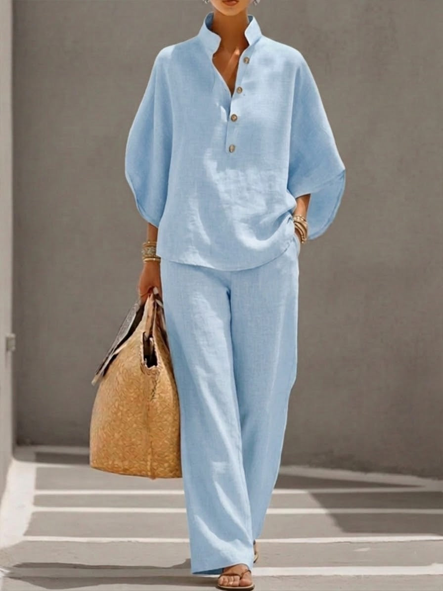 Conjunto de blusa de mangas morcego e pantalona — Bene Donna — imagem 02