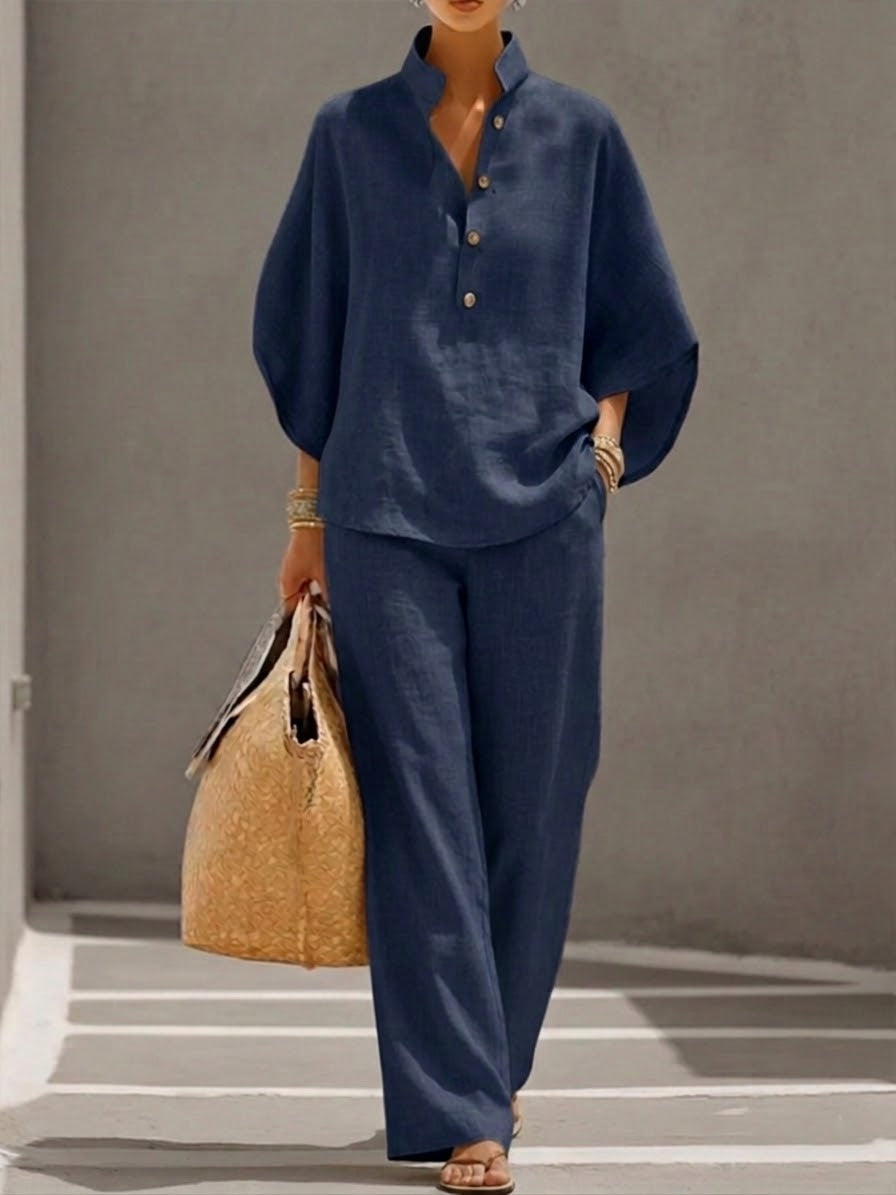 Conjunto de blusa de mangas morcego e pantalona — Bene Donna — imagem 04