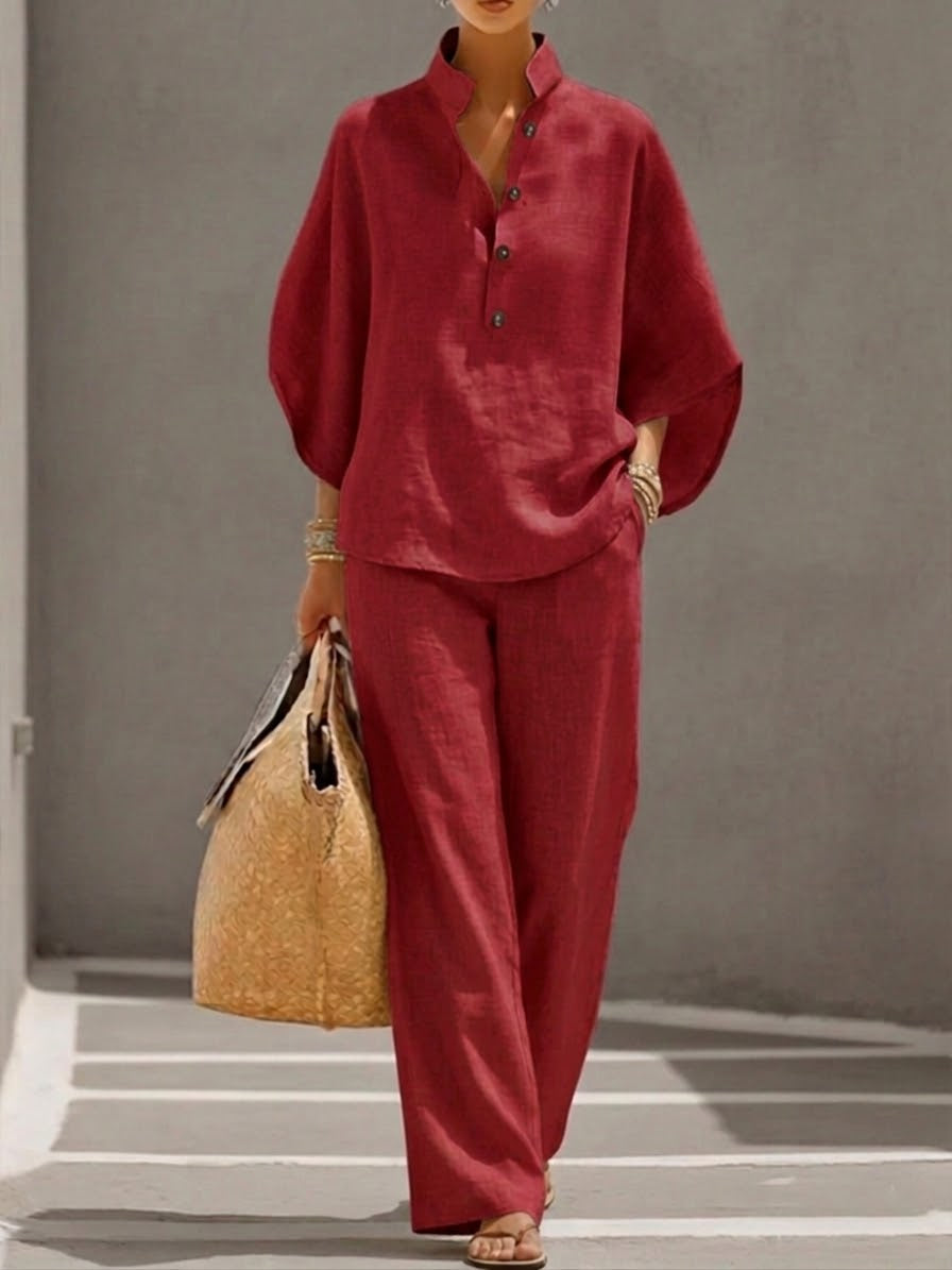 Conjunto de blusa de mangas morcego e pantalona — Bene Donna — imagem 06