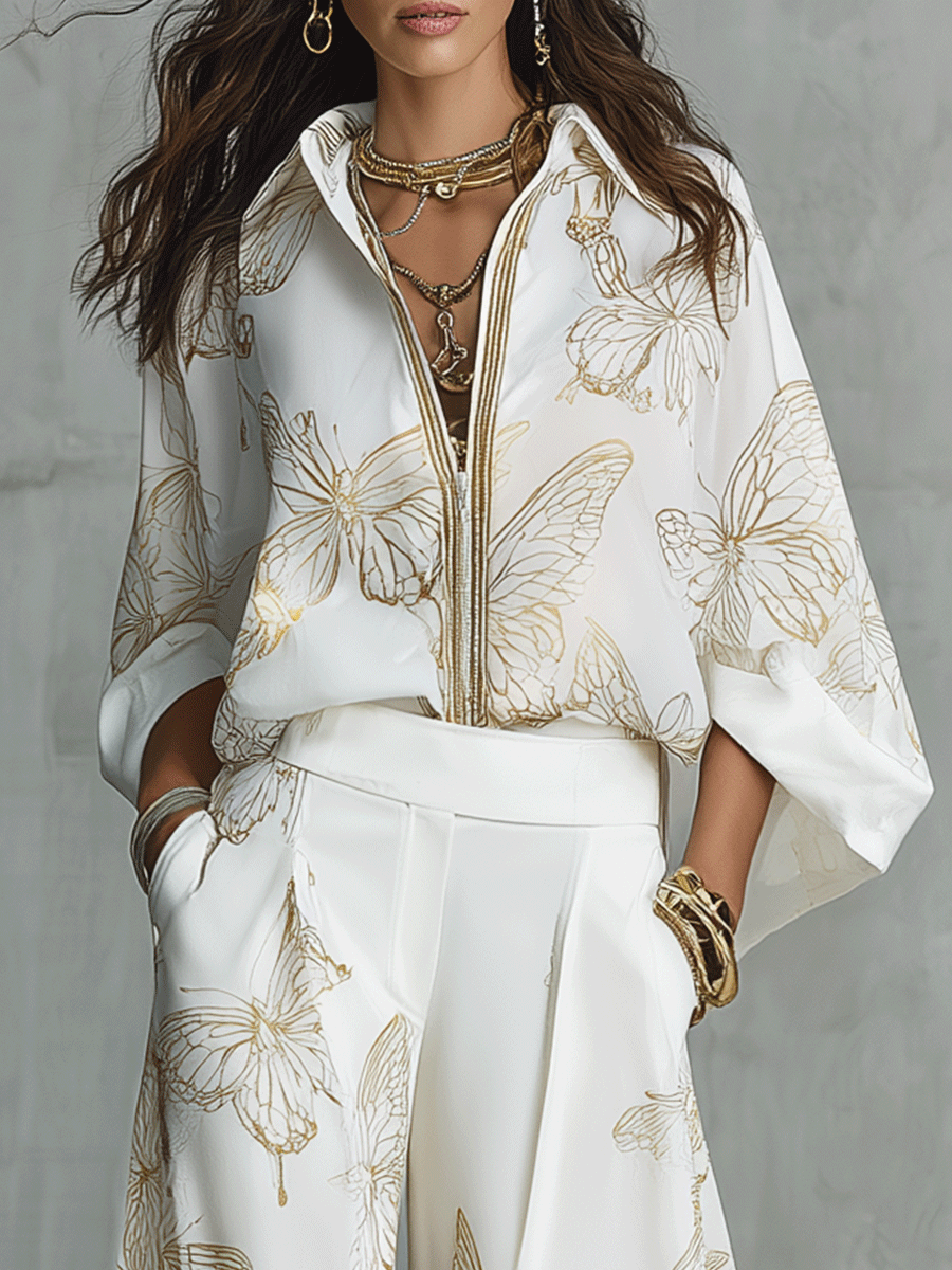Conjunto de blusa fluida e pantalona de modelagem ampla — Bene Donna — imagem 03
