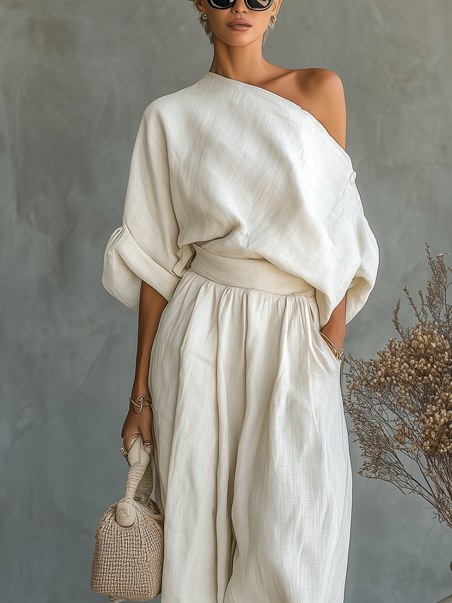 Conjunto de blusa ombro a ombro e calça afunilada — Bene Donna — imagem 05
