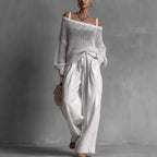 Conjunto de blusa ombro a ombro e pantalona fluida — Bene Donna — imagem 01