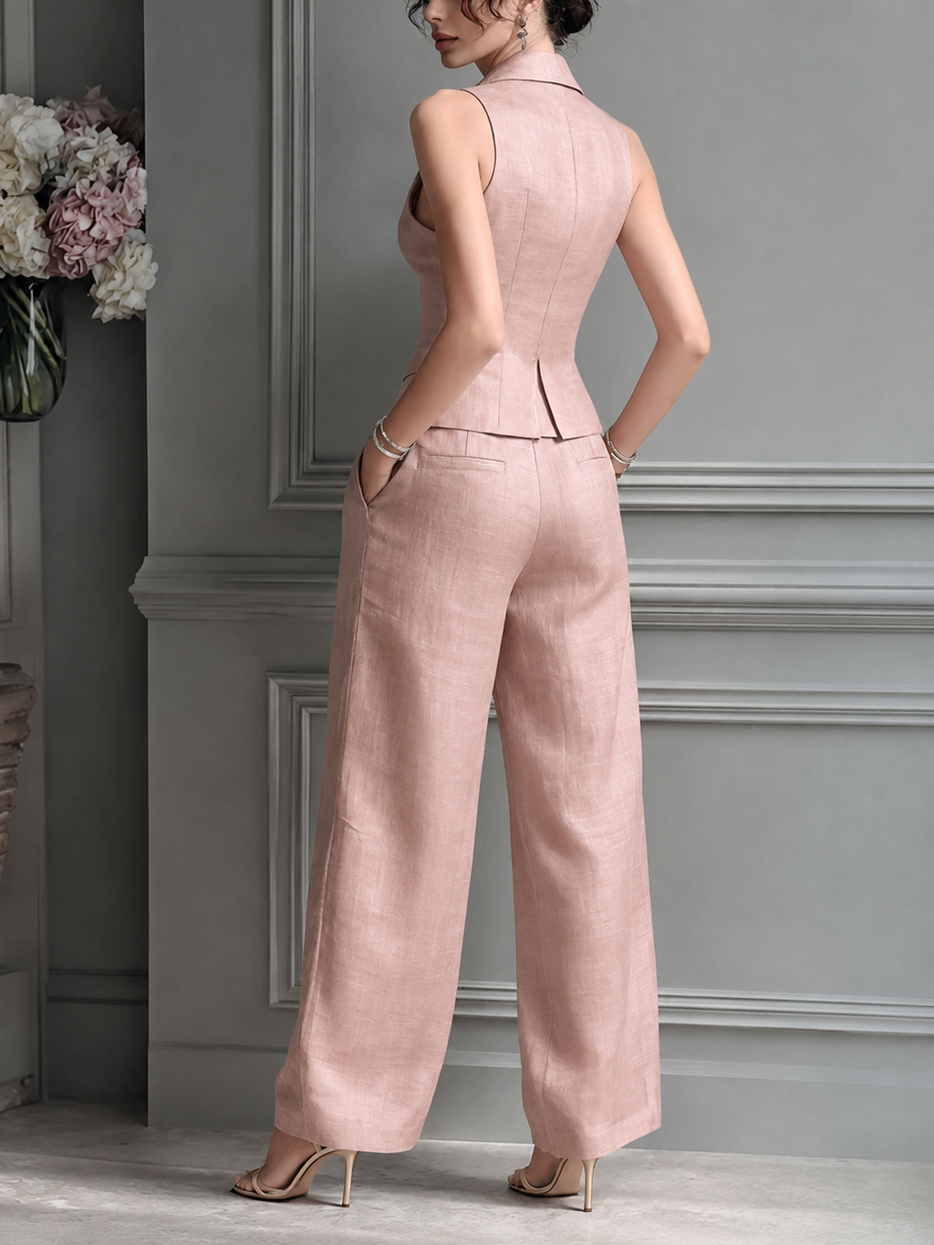 Conjunto de colete com botões e pantalona — Bene Donna — imagem 05