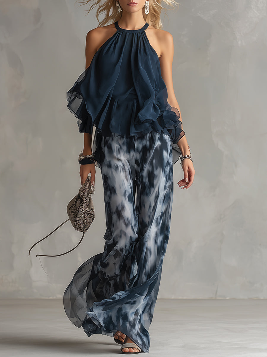Conjunto de duas peças com blusa e caimento fluido — Bene Donna — imagem 01